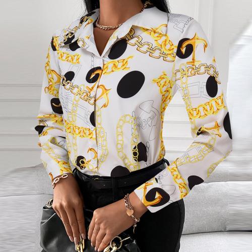 Polyester Frauen Langarm Shirt, Gedruckt, unterschiedliche Farbe und Muster für die Wahl,  Stück
