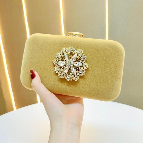 Suede Easy Matching Clutch Bag with rhinestone floral PC