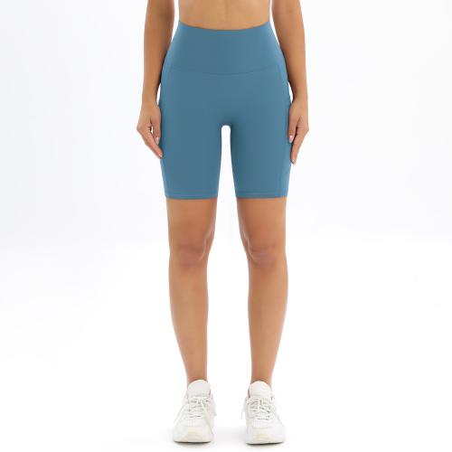 Polyamide & Spandex High Waist Shorts lift the hip & with pocket Solid PC