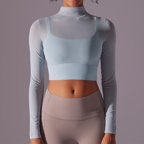 Polyamide & Spandex Slim Women Yoga Tops midriff-baring Solid PC