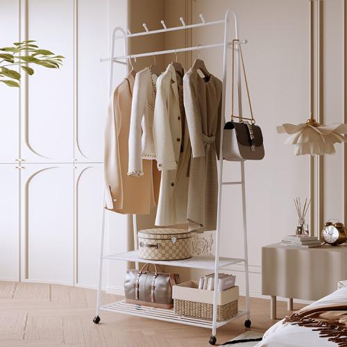 Carbon Steel Clothes Hanging Rack with pulley white PC