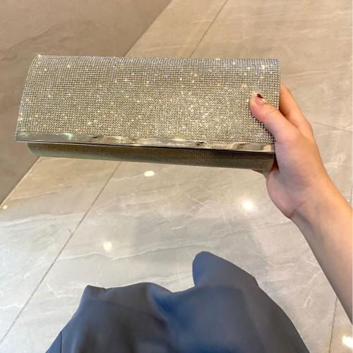 Polyester Envelope & Easy Matching Clutch Bag with rhinestone gold PC