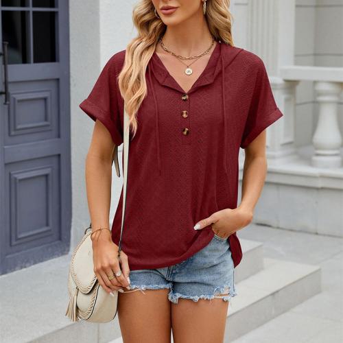 半径 & スパンデックス & ポリエステル 女性半袖Tシャツ 単色 選択のためのより多くの色 一つ