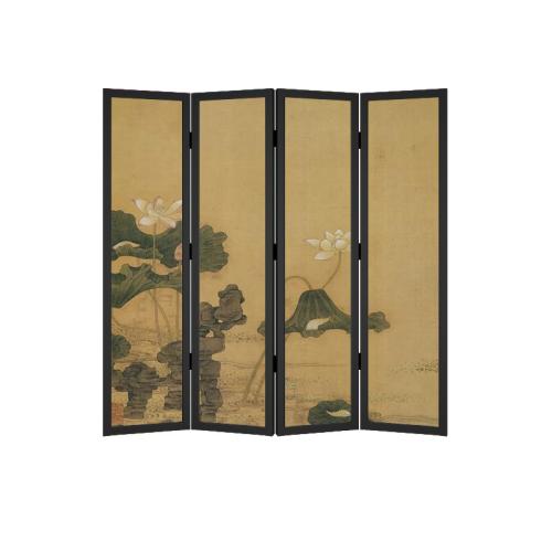 Pine foldable & Multifunction Floor Screen durable floral black Lot