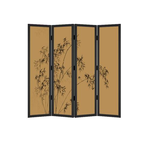 Pine & canvas foldable & Multifunction Floor Screen durable bamboo black Lot