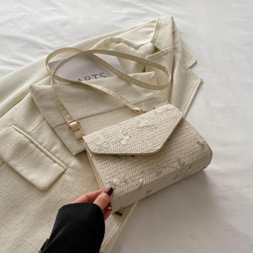 Straw Bucket Bag Shoulder Bag durable & hardwearing floral PC