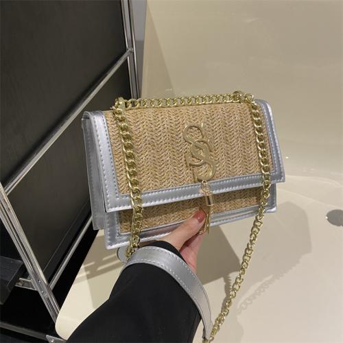 Straw Shoulder Bag with chain & durable & hardwearing PC