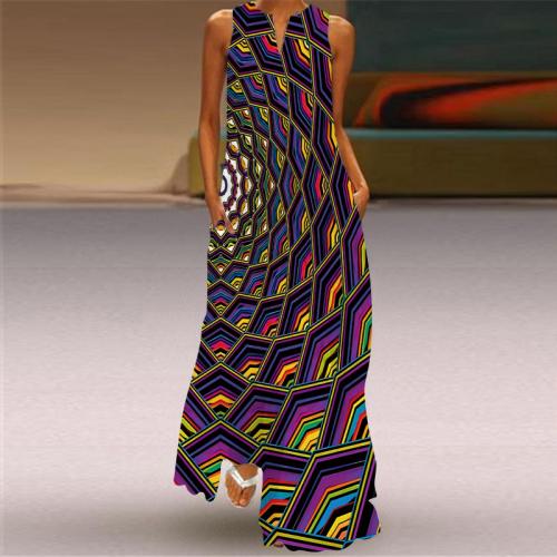 ポリエステル ワンピースドレス 印刷 選択のための異なる色とパターン 一つ