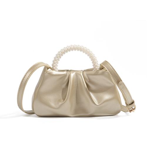 PU Leather & Plastic Pearl Easy Matching Handbag attached with hanging strap PC