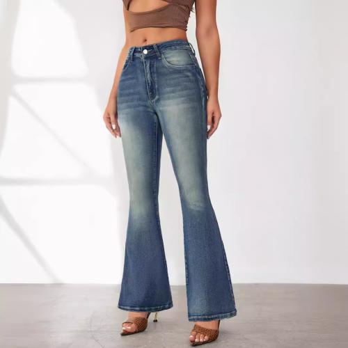 Denim flare Women Jeans lift the hip & slimming Solid blue PC