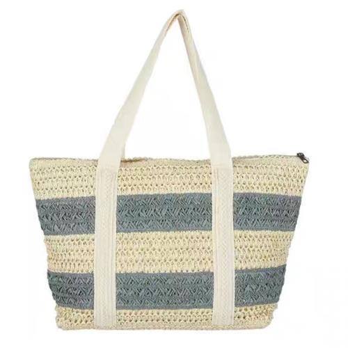 Straw Easy Matching Woven Shoulder Bag large capacity striped PC