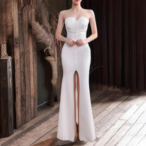 Spandex & Polyester front slit Long Evening Dress & tube Solid PC