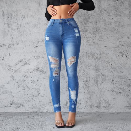 Denim Ripped Women Jeans & skinny Solid blue PC