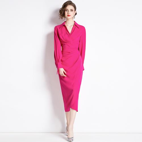 Cation Fabric Slim One-piece Dress fuchsia PC