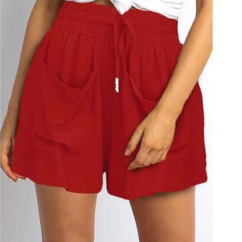 Polyester Plus Size Shorts & loose patchwork Solid PC