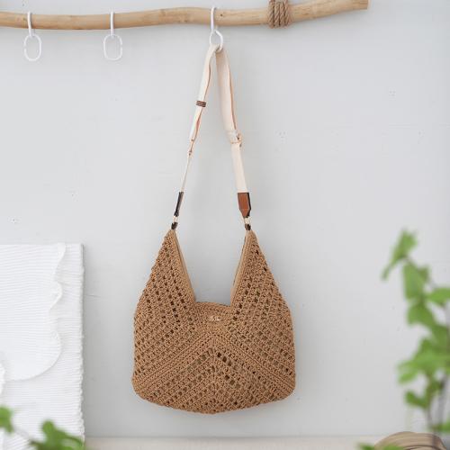 Straw Handmade Woven Tote large capacity Polyester PC