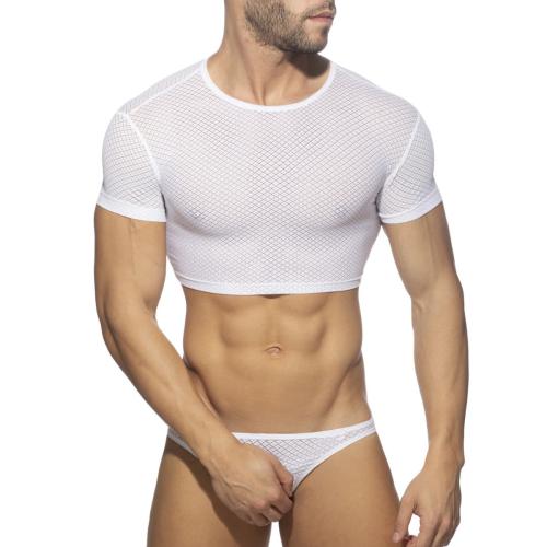 Polyamide & Lace Men Short Sleeve T-Shirt & transparent PC