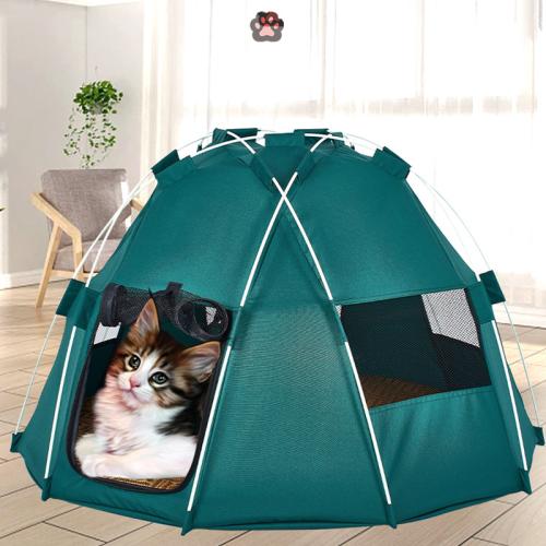 Cloth foldable Pet Tent portable Solid green PC