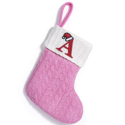 Knitted Christmas Decoration Stocking christmas design pink PC