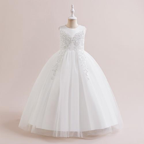 ガーゼ & 綿 ガール ワンピース ドレス 単色 白 一つ