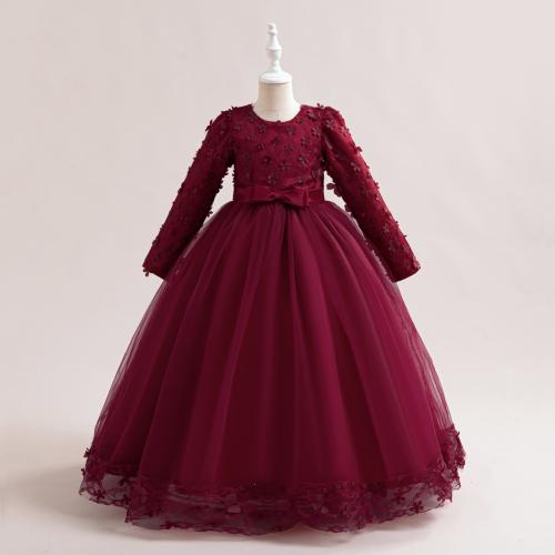 Gauze & Cotton Soft & Princess Girl One-piece Dress large hem design Solid PC