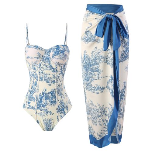 Polyester One-piece Swimsuit  & padded printed PC