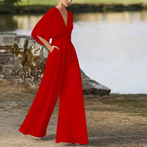 Polyester Yarns Wide Leg Trousers Long Jumpsuit Solid PC