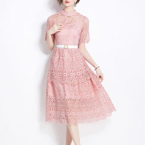 Lace & Polyester One-piece Dress slimming & hollow PC