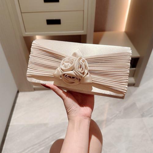 Satin Easy Matching Clutch Bag floral Apricot PC