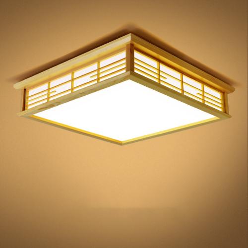 Parchment & Solid Wood eye-care Ceiling Light Solid khaki PC