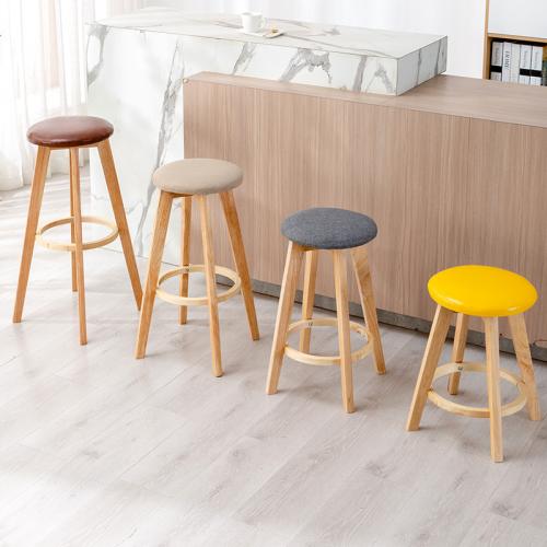 Cloth & Solid Wood & PU Leather Stool PC