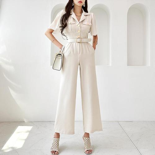 Polyester Wide Leg Trousers & Slim Long Jumpsuit slimming Solid white PC