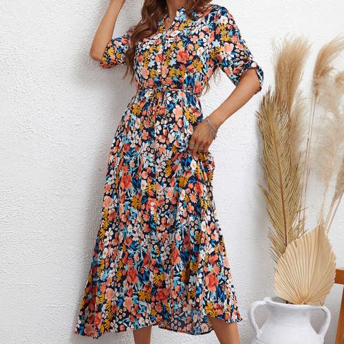 Polyester Waist-controlled One-piece Dress slimming printed PC