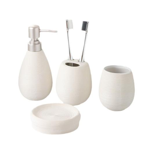 Ceramics Washing Set durable & four piece Solid white Set