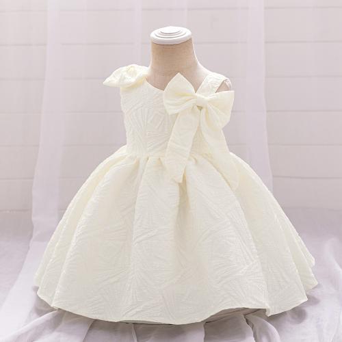 Cotton Soft & Ball Gown Girl One-piece Dress Solid white PC