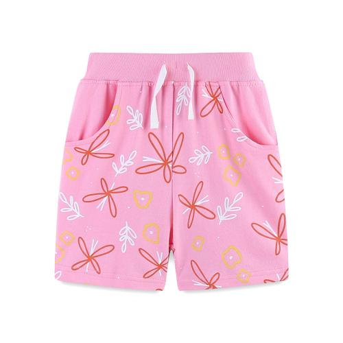 Cotton Children Shorts & loose & breathable printed pink PC