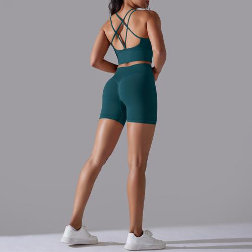 Polyamide & Spandex Women Sportswear Set  Sport Bra & Pants Solid Set