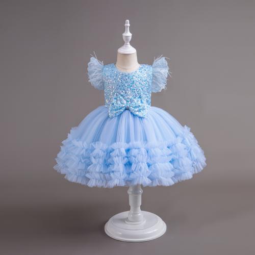 Sequin & Polyester lace & Ball Gown Girl One-piece Dress & breathable Solid PC