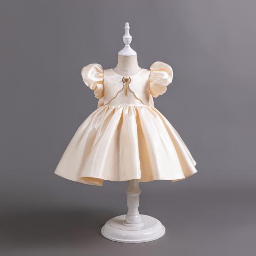 Polyester Soft & Princess Girl One-piece Dress & breathable Solid PC
