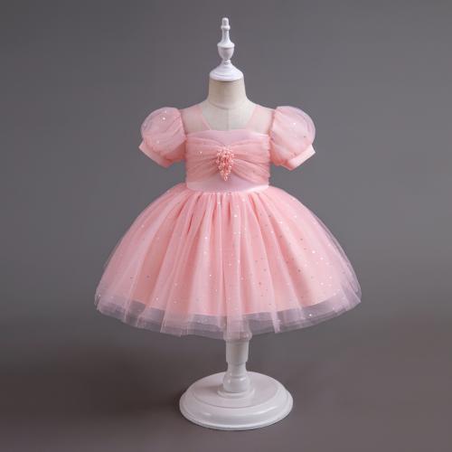 Polyester Princess & Ball Gown Girl One-piece Dress & breathable Solid PC