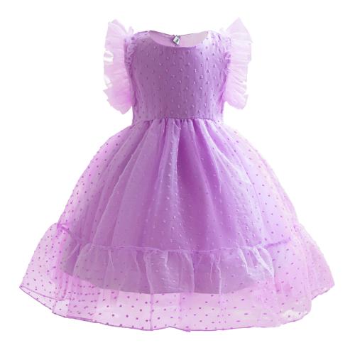 Polyester Princess & Ball Gown Girl One-piece Dress patchwork purple PC