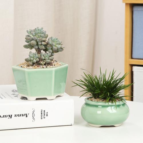 Ceramics Flower Pot Plants are not included & durable & breathable green PC