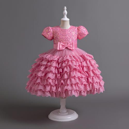 Sequin & Gauze & Polyester Princess & Ball Gown Girl One-piece Dress & breathable PC
