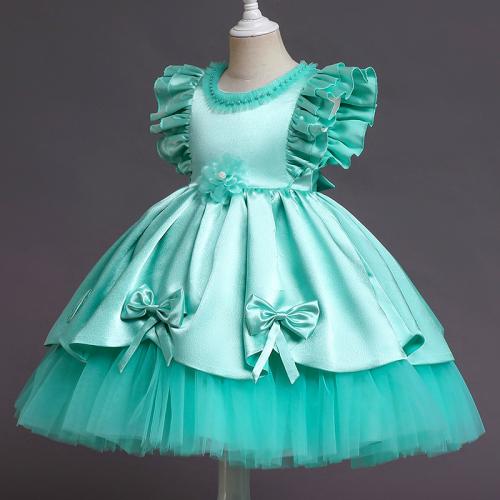 Gaas & Polyester & Katoen Meisje Eendelige jurk Solide meer kleuren naar keuze stuk