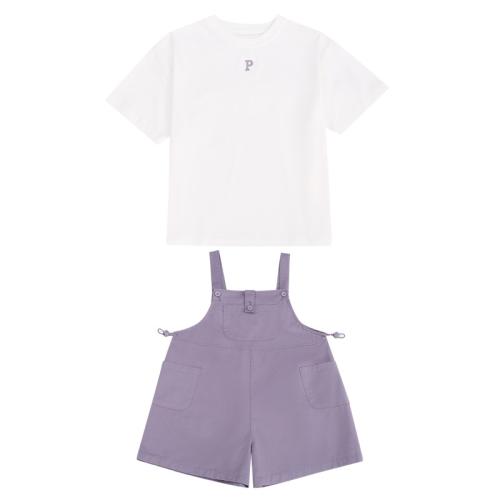 Spandex & Cotton Children Clothes Set & loose & breathable Jumpsuit & top patchwork letter Set