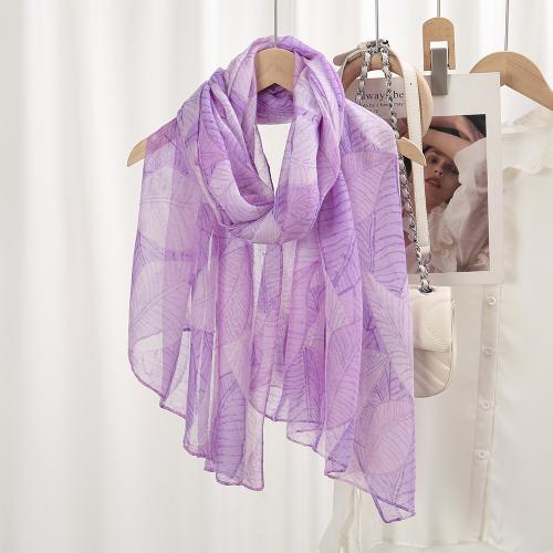 Voile Fabric Multifunction Women Scarf thermal printed leaf pattern PC