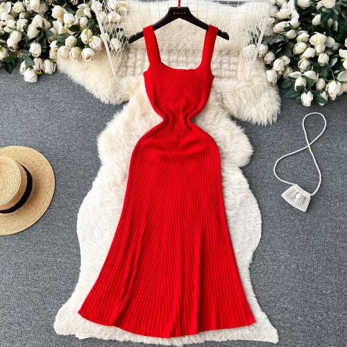 Polyester Slip Dress flexible & backless & breathable Solid : PC