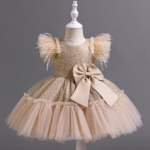Sequin & Gauze & Polyester Princess & Ball Gown Girl One-piece Dress & breathable PC
