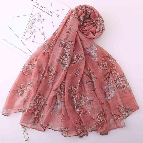 Voile Multifunction Women Scarf thermal printed floral PC