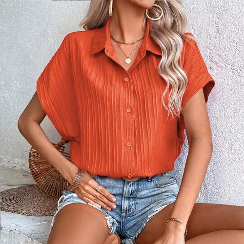 Polyester Women Short Sleeve Shirt slimming Solid PC